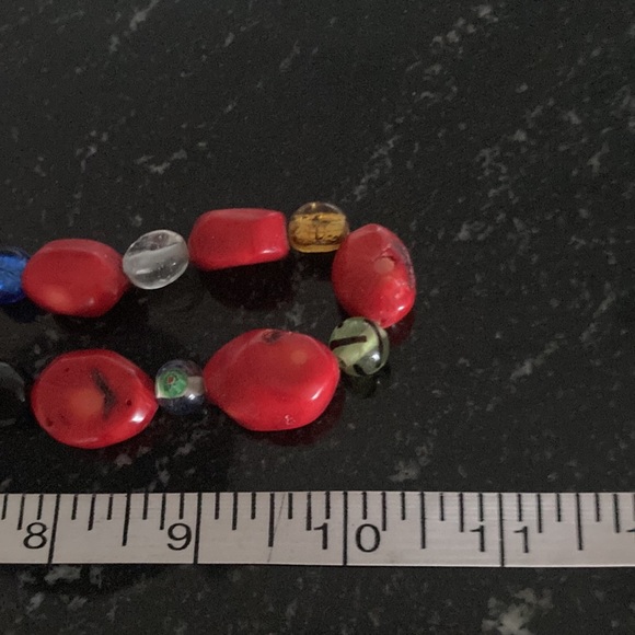 Red & Multi Color Beads Statement Necklace - Picture 6 of 7